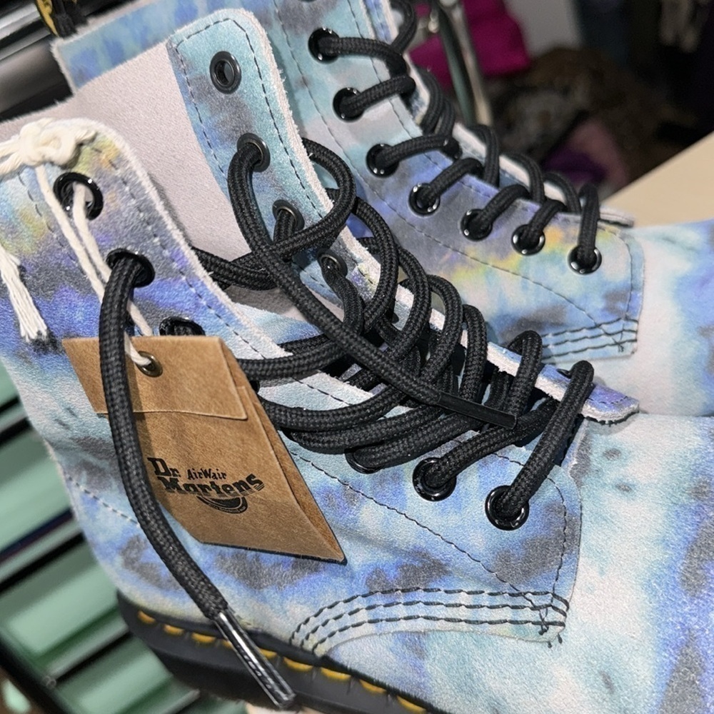 Dr‎ Martens boots 1460 Pascal Tie Dye Blue Pattern Boot size 6 moto boho - Picture 3 of 8